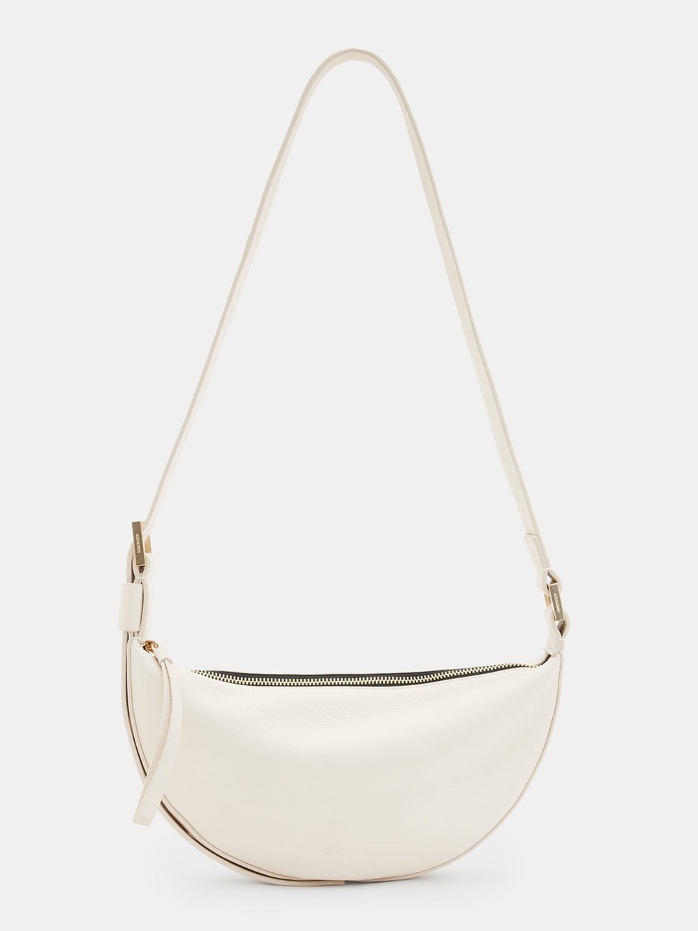 NWT AllSaints Half Moon Crossbody Bag Genuine Leather In White